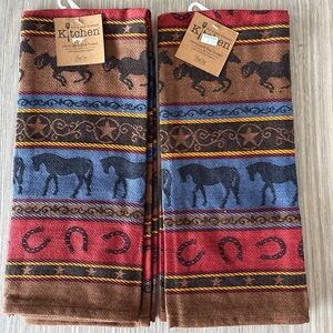 Kay Dee Designs Jacquard Tea Towel Horse Western Kitchen Cotton New - Set Of Two